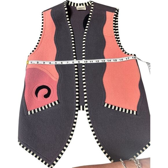 Vintage 1980s JWVB Wool Fleece Teacher Art to Wear Vest Wacky Artsy Eclectic - Picture 7 of 7